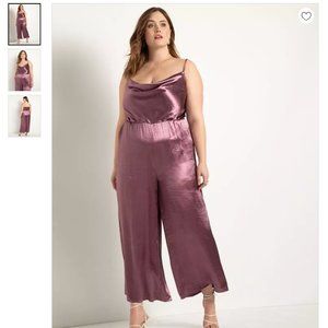 NWT Eloquii Cowl Neck Satin Wide Leg Jumpsuit Plus Size 26